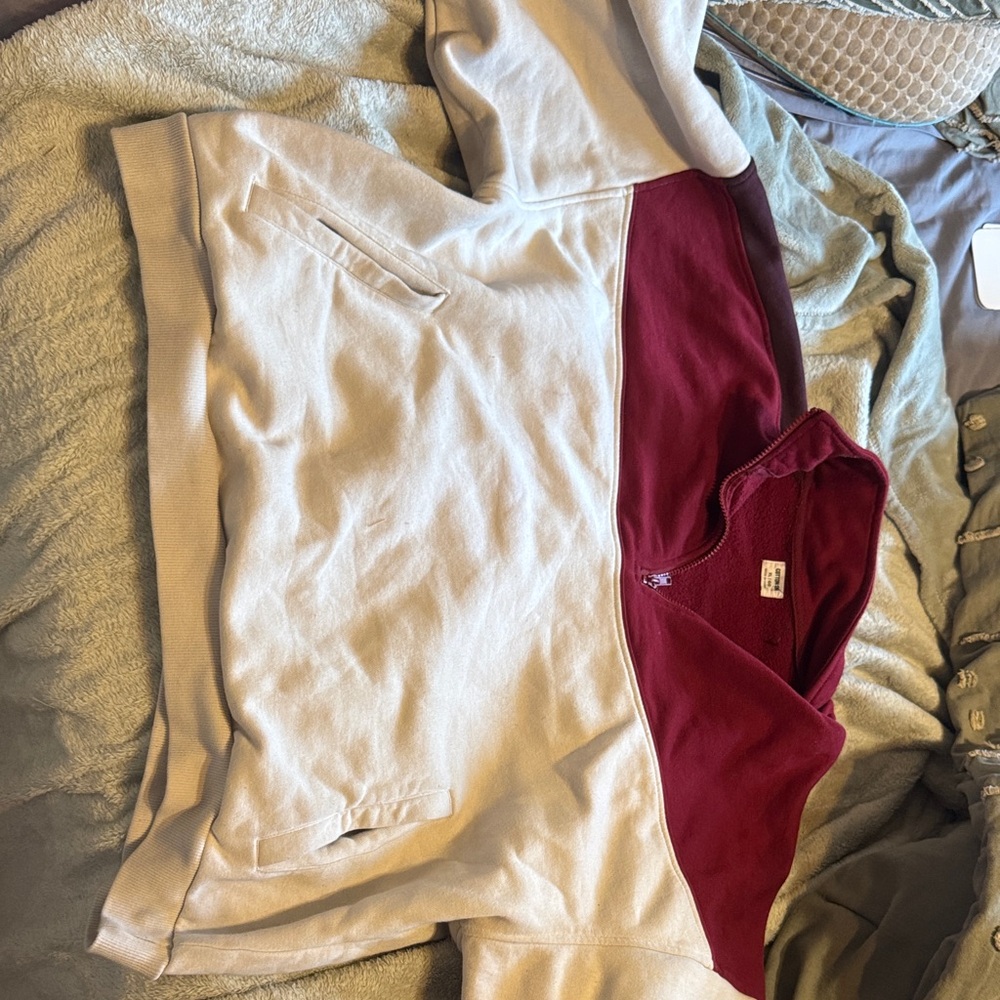 Cotton On Burgundy and Cream Women's Sweater